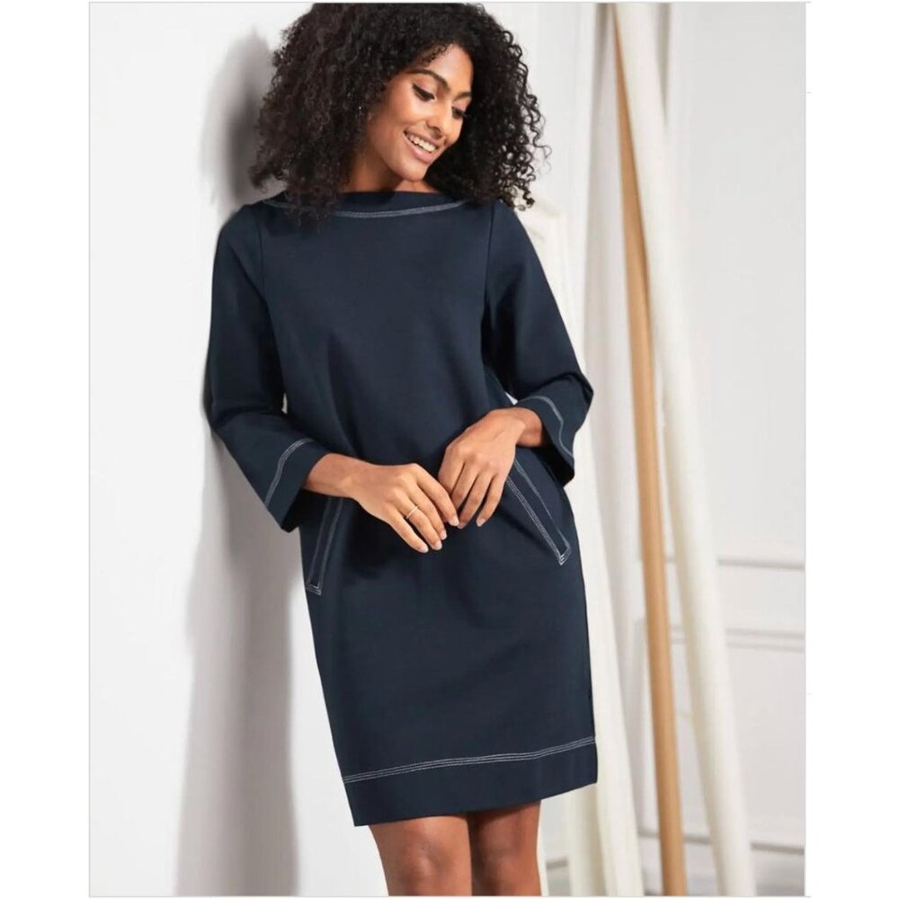 Betabrand Modern Muse Shift Dress in Navy, Petite Medium, Pockets